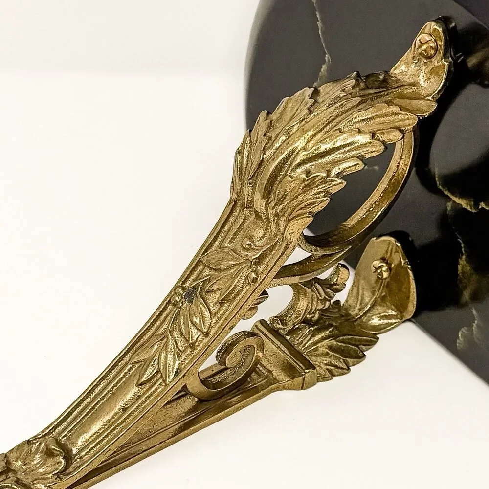 Vintage Bombay Co Hollywood Regency Brass Faux Marble Wall Shelf Sconce Decor